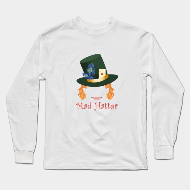 Mad hatter portrait Long Sleeve T-Shirt by Svetlanarto_printables